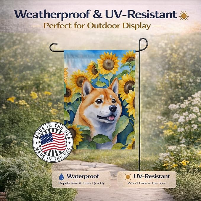 Caroline's Treasures DAC6161GF Shiba Inu in Sunflowers Garden Flag Mailbox Flag Decorative Yard Flag Banner Outside Patio Artwork Yard Flower Beds, Garden Size, Multicolor