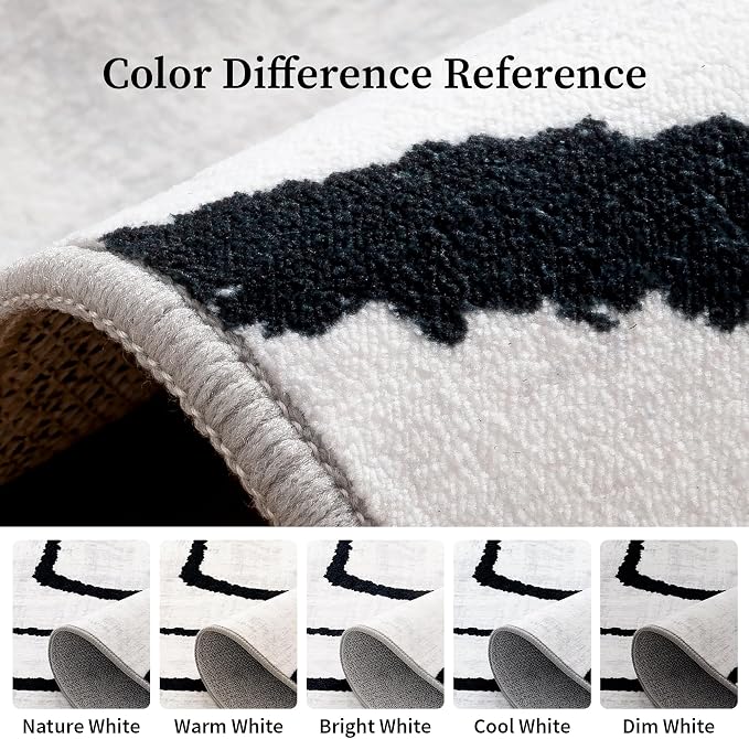 5x7 Washable Modern Abstract Black White Area Rug | Ultra-Thin Low Pile, Non-Slip TPE Backing, Soft Stain Resistant, Machine Washable, for Bedroom Livingroom High Traffic