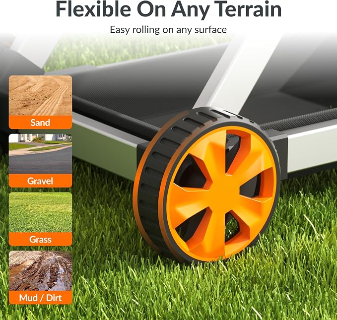 Giraffe Tools Garden Hose Reel Cart, 125FT 5/8" Hose Capacity with Wheels, Heavy Duty Water Hose Reel for Outside, 5ft Leader Hose, Hose Guide Pre-Installed, for Yard Lawn Garage