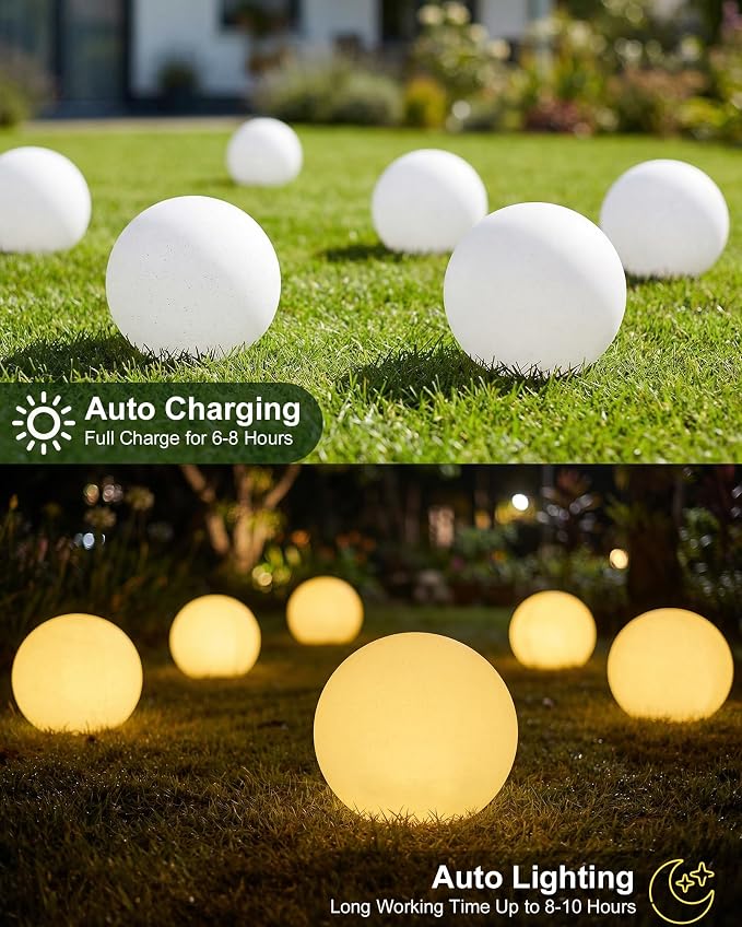 12 Inch Solar Ball Light, Solar Rechargeable Globe Light,3 Modes Dimmable Globe Light,Decor for Patio,Garden,Yard,Beach,Pathway,Party Decorative Lighting