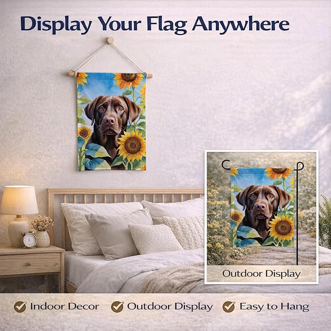Caroline's Treasures DAC6110GF Labrador Retriever in Sunflowers Garden Flag Mailbox Flag Decorative Yard Flag Banner Outside Patio Artwork Yard Flower Beds, Garden Size, Multicolor