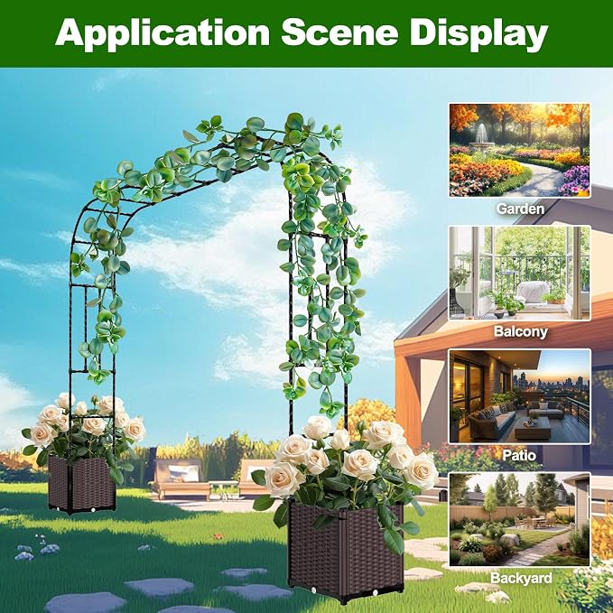 BUKLIYN Garden Arch Trellis - 126(L) * 95(H) inch, Raised Garden Bed with Trellis, Suitable for Garden, Balcony, Terrace Decoration, Black