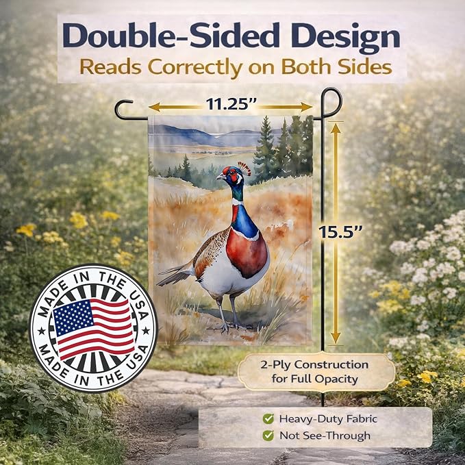Caroline's Treasures South Dakota Ringnecked Pheasant Garden Flag Mailbox Flag Decorative Yard Flag Banner Outside Patio Artwork Yard Flower Beds, Garden Size, Multicolor