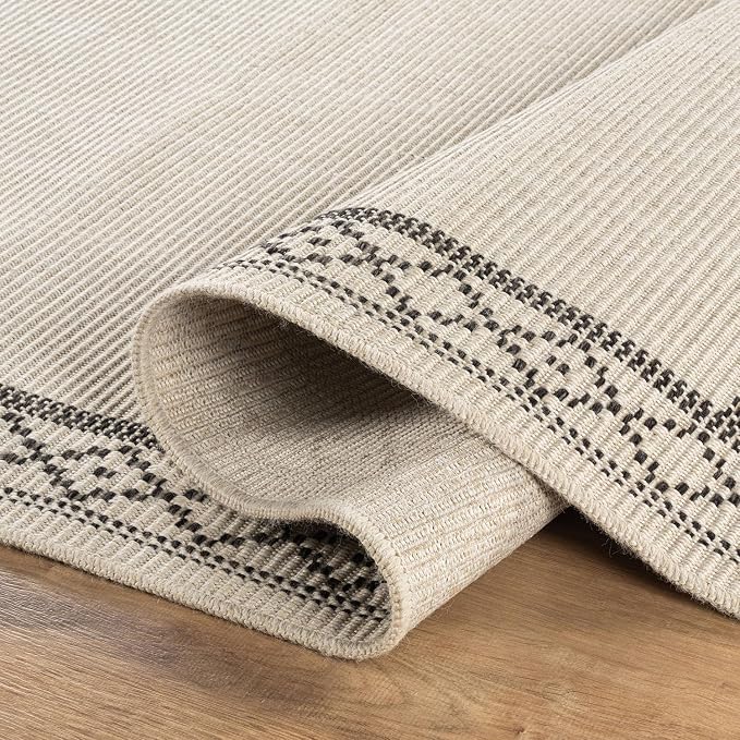 Luul Home Easy Jute Rugs 5x7 Frame Bone Color Living Room Indoor Outdoor Area Rug for Patio and Kitchen Rug High Traffic Washable Easy to Clean Solid Boho Woven Design Carpet (5 x 7)
