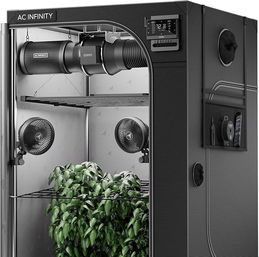 AC Infinity AI Grow System PRO 5x5, 6-Plant Kit w/ AI Controller | Dynamic Airflow & LM301H EVO LED Lighting Control, 2000D Mylar Tent w/ Lab-Tested Reflectivity, Largest Zippered Window