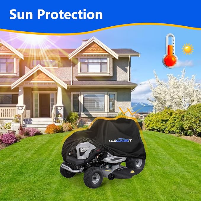 Riding Lawn Mower Cover, Outdoors100% Waterproof Tractor Cover with Drawstring & Storage Bag, Heavy Duty 600D Polyester Oxford, UV, Dust, Dirt, Wind for Outdoor Garden Storage,72×54×46 in