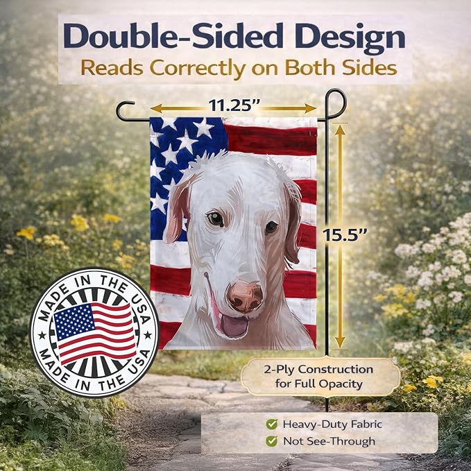 Caroline's Treasures CK6671GF Rajapalayam Poligar hound American Flag Garden Flag Mailbox Flag Decorative Yard Flag Banner Outside Patio Artwork Yard Flower Beds, Garden Size, Multicolor