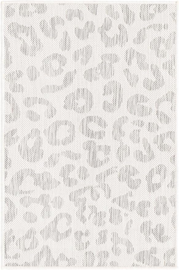Unique Loom Outdoor Safari Collection Area Rug - Leopard (2' 2" x 3' 1" Rectangle, Ivory Gray)