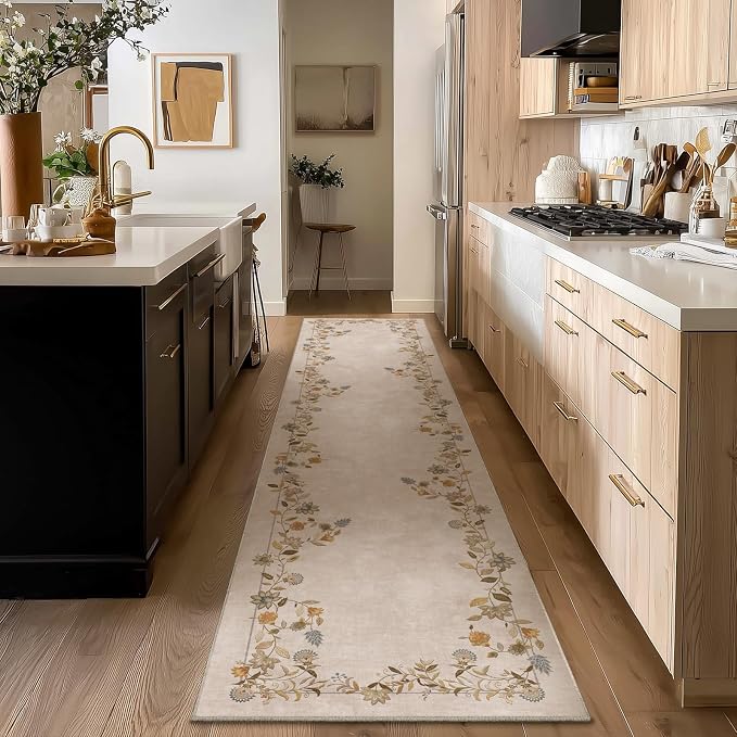 2x10 Washable Rug Runners for Hallways: Runner Rug Non Slip Stain Resistant Low Pile Soft Indoor Long Floor Carpet Runners for Kitchen Laundry Room Bathroom Bedroom Living Room