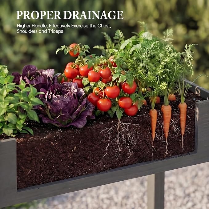 DUMOS Raised Garden Bed 72x23x30 Inch, Outdoor Planter Box with Legs, Elevated Wood Garden Bed with Liner for Herbs Flowers Vegetables, Wooden Planter Box for Patio, Balcony, Backyard, Grey