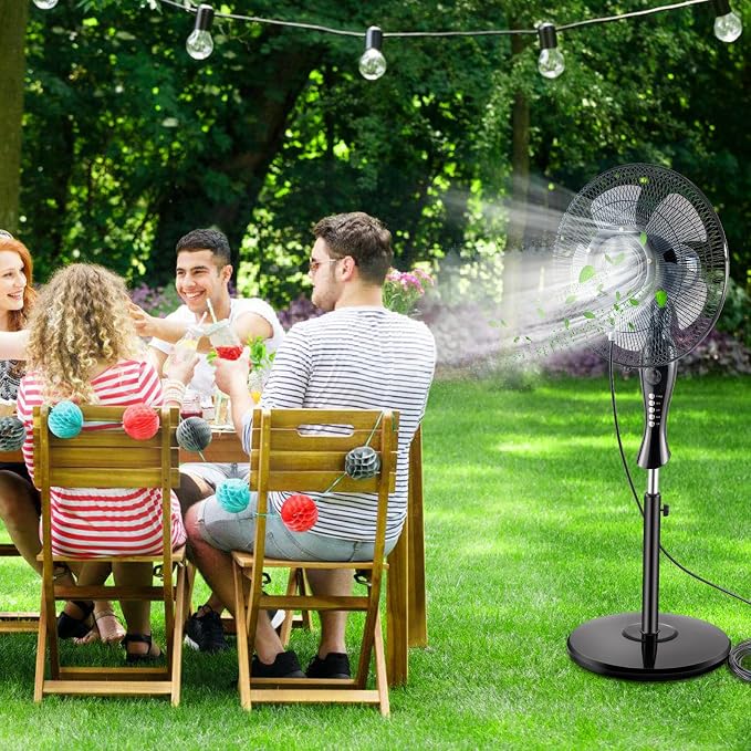 Fan Mister Kit for Outside Patio, Misters with 19.69FT Water Supply Line + 5 Brass Mist Nozzles + Misting Ajustable Value for Cooling Outdoor Backyard, Connect to Any Outdoor Fan(Fan Not Included)