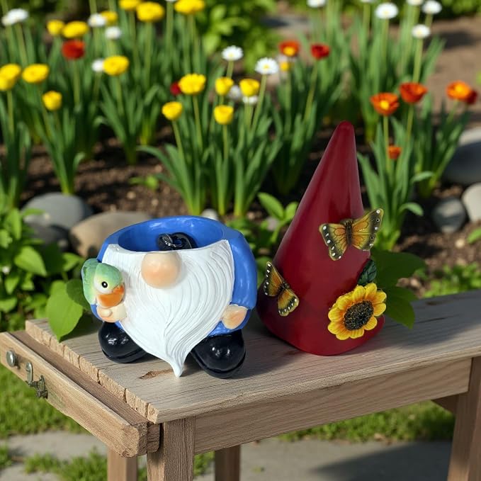 Key Hider Outdoor Garden Gnomes Statue Hide A Key Outside Gnome Figurine Decor for Yard Lawn Hidden Spare Key Holder Lock Box Red