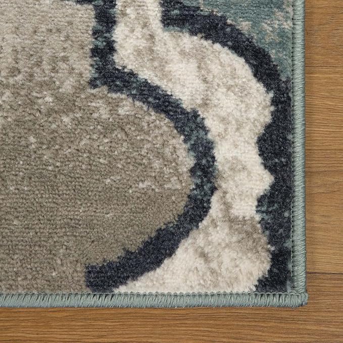 Superior Indoor Runner Rugs, Modern Area Rug, 2'7"x10', Blue Ivory | Geometric Design Floor Décor, Easy Care High Traffic Areas Living Dining Room, Bedroom, Office, Entryway, Viking Collection