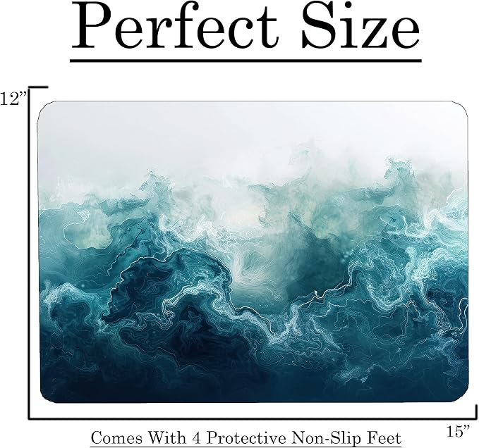 Dark Blue Marble Kitchen Glass Cutting Board Ocean Decorative Gift Marbled Granite Stone Rock Gift For Her Mom Wife (Deep Blue White Marble)