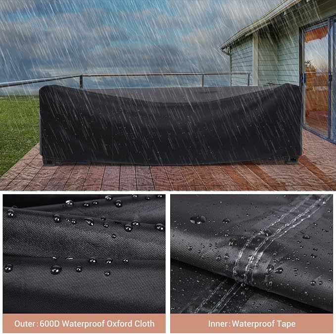 Mrrihand Heavy Duty Patio Furniture Covers, Outdoor Furniture Covers Waterproof Sectional Sofa Set, Patio Table and Chair Set Cover 102" L× 74" W× 28" H
