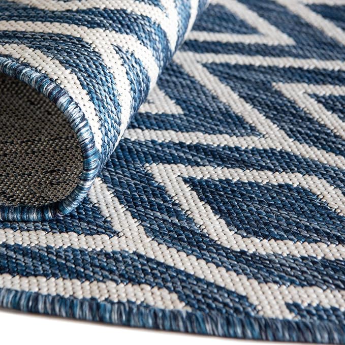 Jill Zarin Outdoor Collection Area Rug - Turks and Caicos (5' 3" x 8' Oval Blue/Ivory)
