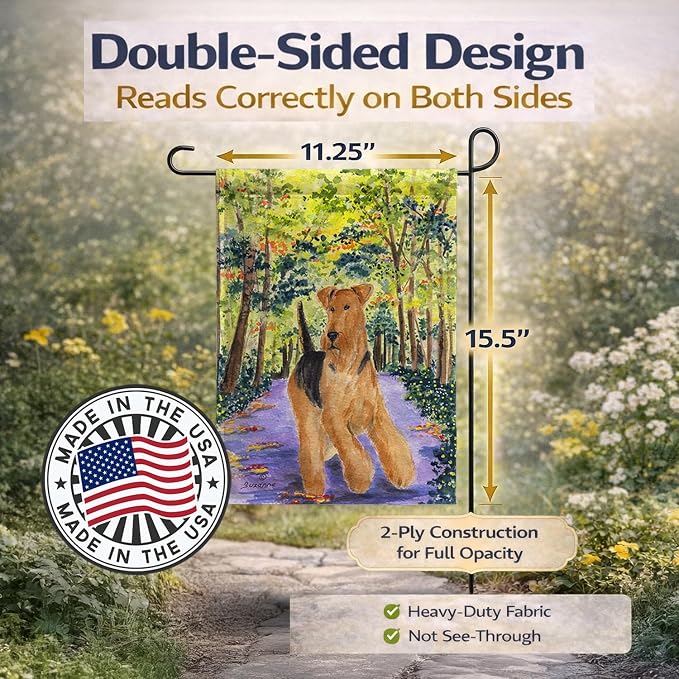 Caroline's Treasures SS8208GF Airedale Garden Flag Mailbox Flag Decorative Yard Flag Banner Outside Patio Artwork Yard Flower Beds, Garden Size, Multicolor