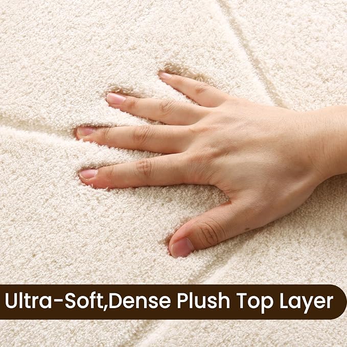 Sour Lemon Area Rugs 10x14 Living Room Bedroom, Large Carpet White Rug | Washable, Geometric Alfombra Para Salas Modernas, Non Slip Big Soft Thick Fluffy Plush, Memory foam Rug for Kids Playroom