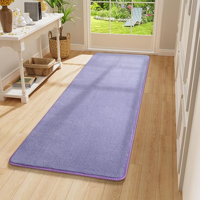 Amearea Modern Soft Hallway Runner Rug, 2x6 Feet Purple Washable Runner Rug | Fluffy Bedroom Bedside Rugs, Indoor Non Slip Memory Foam Rug Carpet for Hallway Entrance Kitchen Living Room Decor