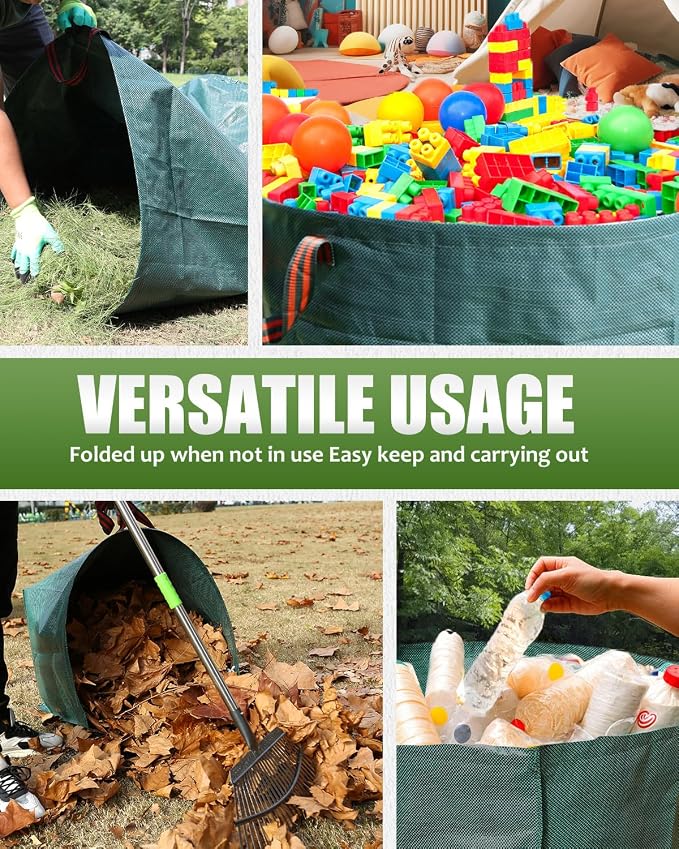 2 Pack 50 Gallon Dustpan-Type Garden Bag for Yard Waste | Dustpan-Type Garden Bag, Reusable, Heavy Duty, Standable, With Handles, For Collecting Leaves,Grass Clippings,Outdoor Debris