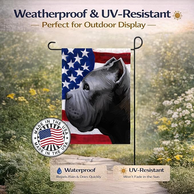 Caroline's Treasures CK6474GF Cane Corso Dog American Flag Garden Flag Mailbox Flag Decorative Yard Flag Banner Outside Patio Artwork Yard Flower Beds, Garden Size, Multicolor