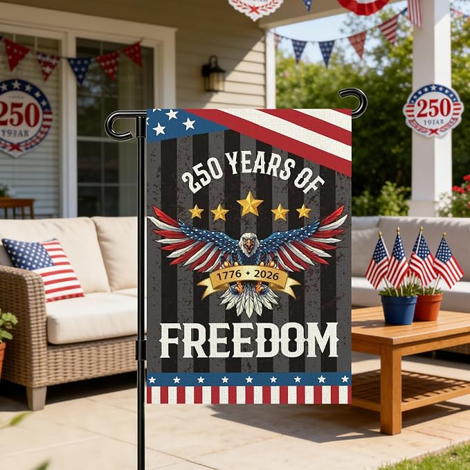 250 Anniversary Usa Garden Flags for Outside, 250 Anniversary USA Flag 1776-2026 Commemorative Patriotic Yard Sign Outdoor Design Banner 4th of July Decorations Double Sided Waterproof Flag with Eagle Design 250 Year American Flag 12x18 Inch