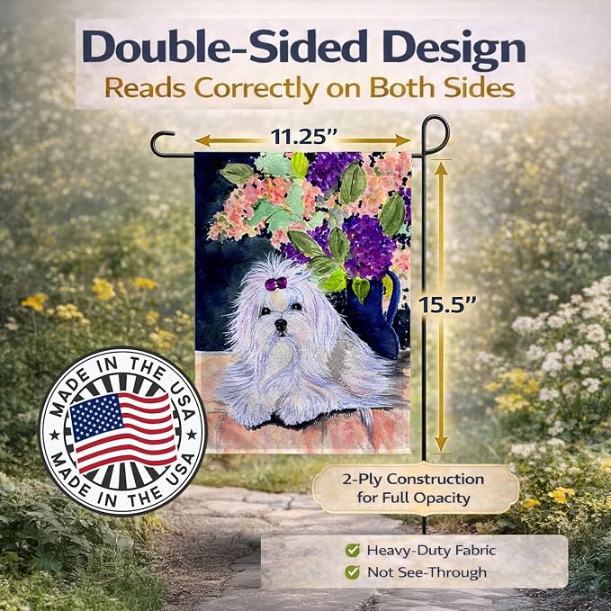Caroline's Treasures SS8287GF Maltese Garden Flag Mailbox Flag Decorative Yard Flag Banner Outside Patio Artwork Yard Flower Beds, Garden Size, Multicolor