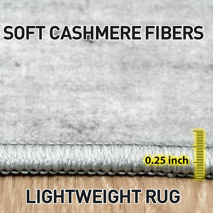 4x6 Area Rugs for Living Room: Washable Abstract Black White Grey Carpet | Non-slip TPE backing makes this washable soft low-pile rug safe & durable, Pet-friendly decor for dining room,nursery,office
