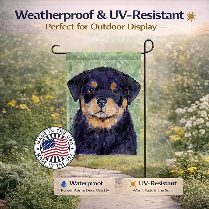 Caroline's Treasures SS8929GF Rottweiler Garden Flag Mailbox Flag Decorative Yard Flag Banner Outside Patio Artwork Yard Flower Beds, Garden Size, Multicolor