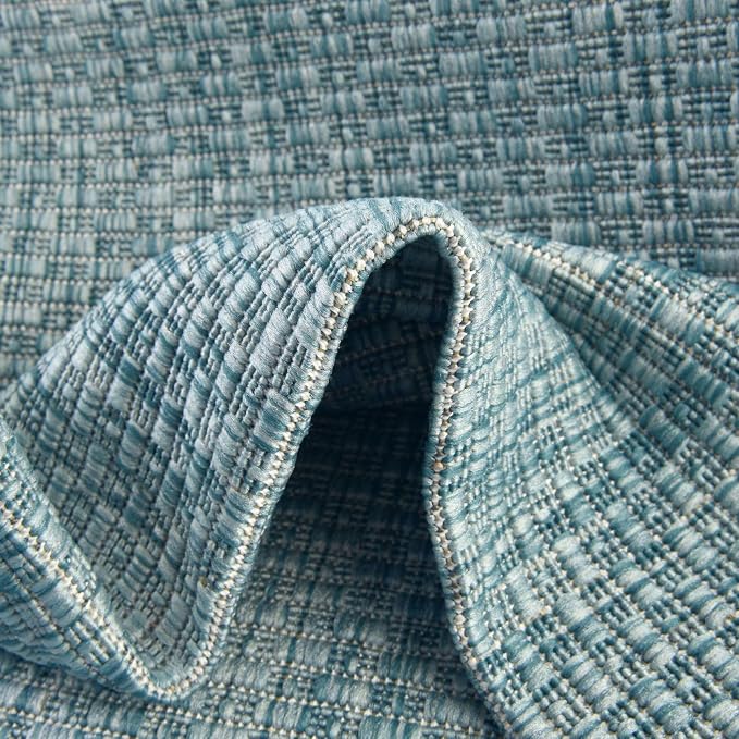 Unique Loom Collection Casual Transitional Solid Heathered Indoor/Outdoor Flatweave Area Rug (2' 7" x 10' Runner, Aquamarine/Ivory)