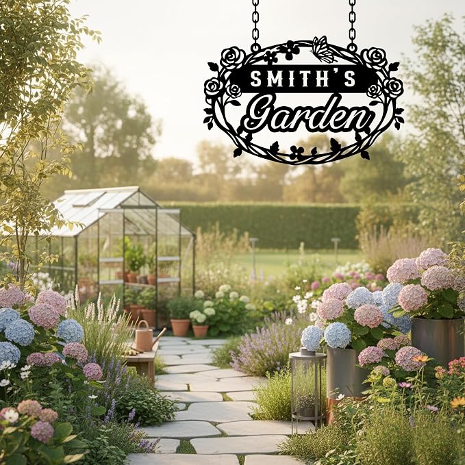 Custom Metal Garden Name Sign – Personalized Outdoor Wall Art, Family Last Name Yard Sign, Vegetable Garden Decor & Housewarming Gift