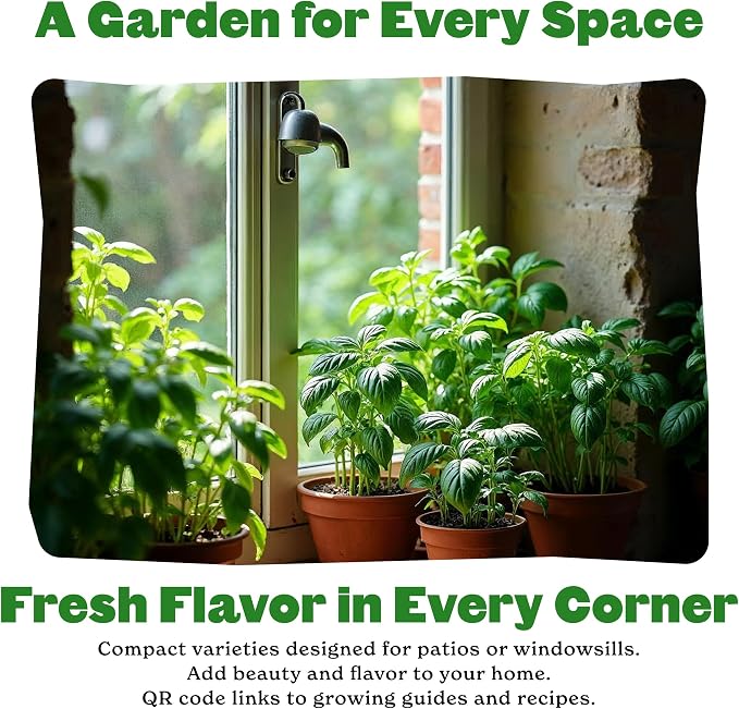 Epic Gardening Mini Garden Seed Kit - 4 Varieties for Small-Space Gardening, Includes Tomatoes, Peppers, Basil & Flowers, Perfect for Urban Gardening in Containers or Indoors, Non-GMO Seeds