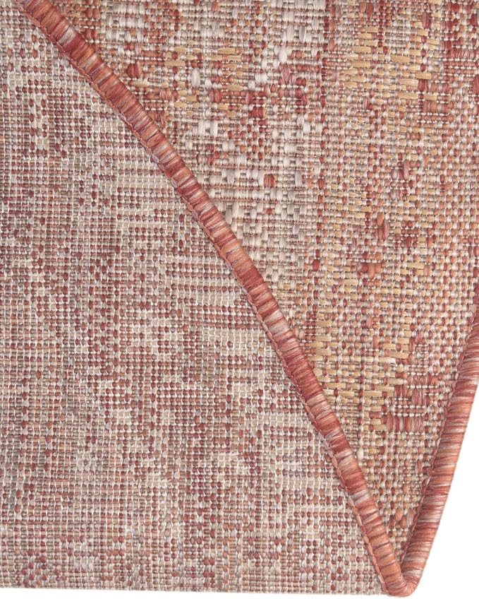 Unique Loom Outdoor Traditional Collection Area Rug - Valeria (13' Round, Rust Red/ Ivory)