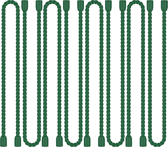 8PCS 12-Inch Silicone Cable Ties, Bendable Rubber Twist Ties, Reusable Twist Ties for Cords, gear ties for Organizing, Bundling (Pine green)