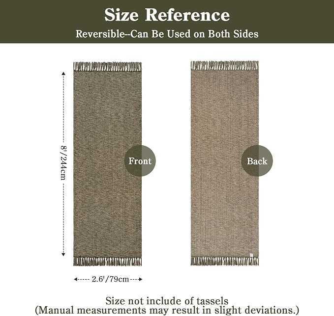 Moss Green Kitchen Runner Rug, Modern Farmhouse Hallway Rugs | Boho Washable Bathroom Rugs, 2.6' x 8' Braided Entry Hall Carpet for Laundry Bedroom Decor