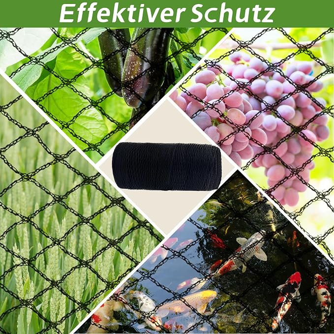 Heavy Duty Bird Netting - 0.6" Mesh UV Resistant 7.5FT x 65FT | Garden fruit protection birds Blueberry grape coverage Breathable mesh weather permeable Reusable toolless durable
