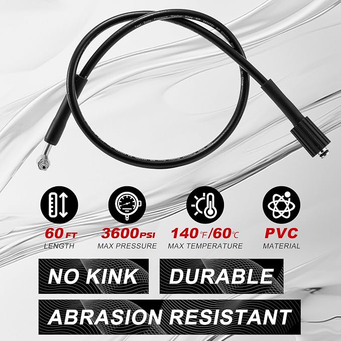 Tool Daily Retractable Pressure Washer Hose Reel, 1/4” x 60 FT Heavy Duty Power Washer Reel with Hose, Auto-Rewind, Wall/Floor Mounted, 3600 PSI