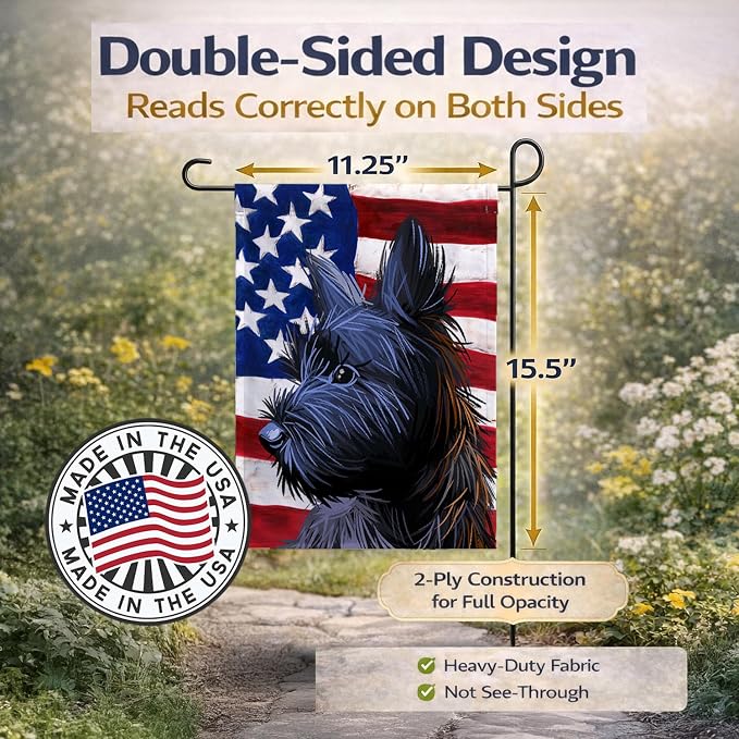 Caroline's Treasures CK6709GF Skye Terrier Dog American Flag Garden Flag Mailbox Flag Decorative Yard Flag Banner Outside Patio Artwork Yard Flower Beds, Garden Size, Multicolor