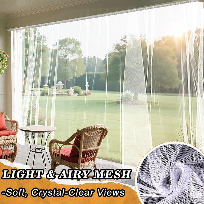 ANPHSIN 40x10ft Ultra fine Mosquito Net for Patio - Mesh Netting Screen for Outdoor Garden Porch Balcony, Protects Skin & Plants from Bugs, Birds, White