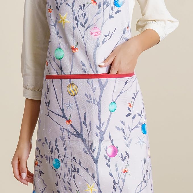 Maison d' Hermine Aprons for women with Pocket 100% Cotton (27.50"x31.50") | Adjustable Neck Strap & long ties Apron Men Chef Wedding Cooking Gardening Server Maid