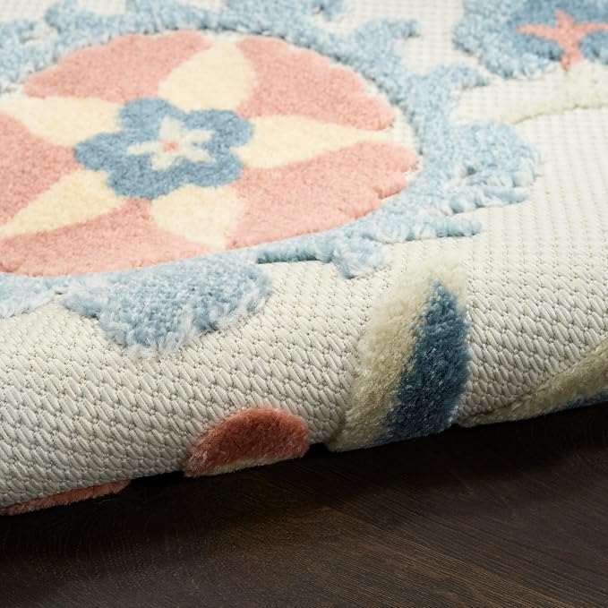 Nourison Home Aloha Grey Multicolor 5'3" x 7'5" Area Rug - Easy Clean, Non Shedding, Bed Room, Living Room, Dining Room, Kitchen (5' x 8')