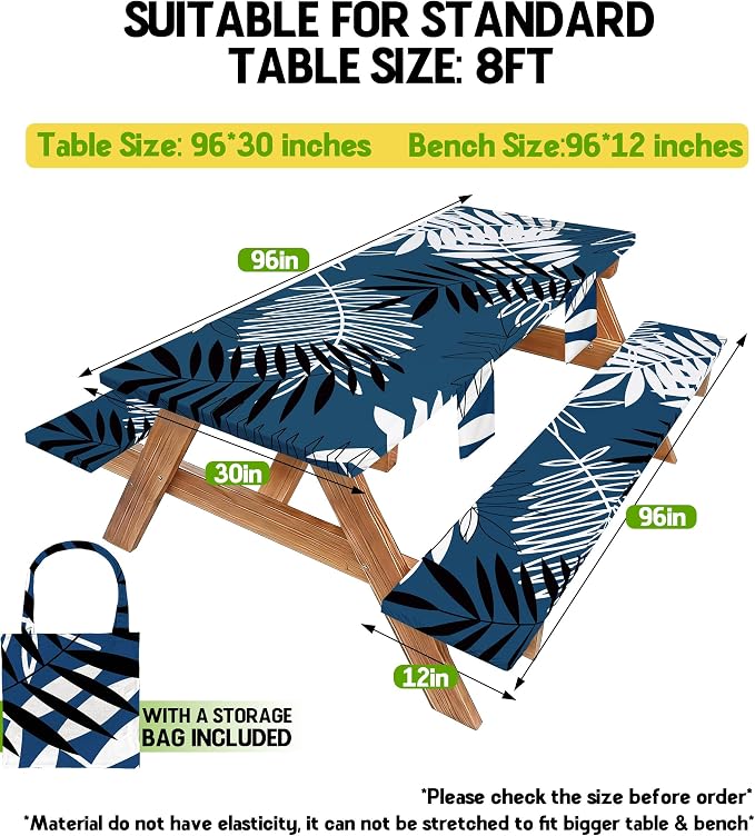 Picnic Table Cover with Bench Covers Tablecloth Glamping Essentials Gear Table Cloth Outdoor Summer Motorhome Cool Fun Unique Ideas Gifts for Camper Camping Lovers RV Owner Family Couple Dad Men Male