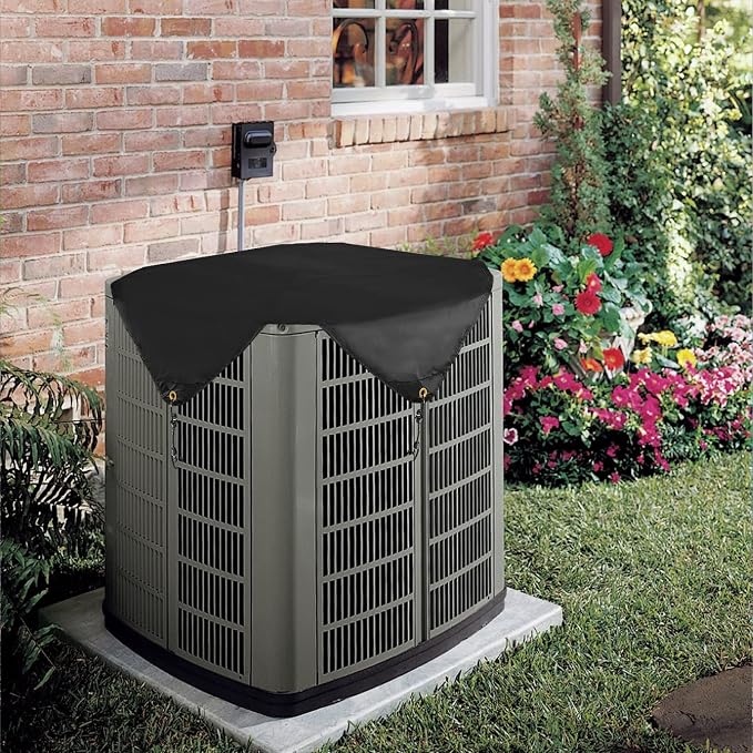 Air Conditioner Covers for Outside Units, Central AC Cover for Outdoor Unit Heavy Duty Water-Resistant Top Cover 28 x 28 Inch, Black