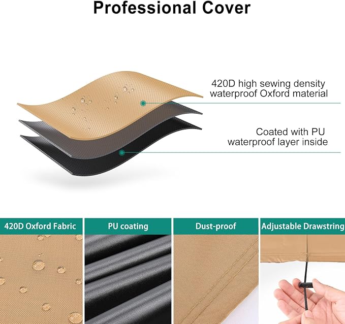 Central Large Air Conditioner Cover for Outside Units, Waterproof & Windproof Outdoor AC Units Cover Brown (34"x34"x38" Inch)