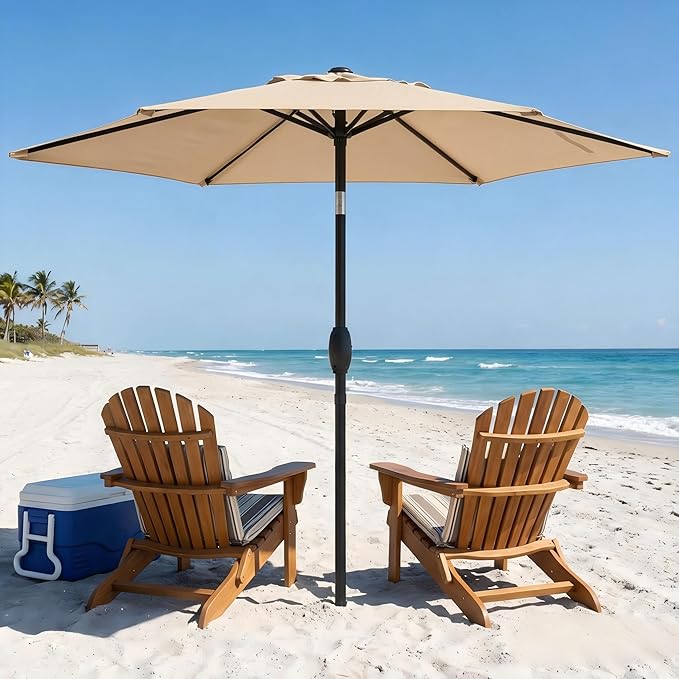 Wisteria Lane Outdoor Patio Umbrella, 7.5' Patio Umbrella, Market Umbrella, Large Outdoor Umbrella, Metal Pole Umbrella with Push Button Tilt and Crank, Polyester Canopy