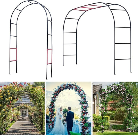 Thickened Tube Garden Arch Trellis - 4.6ft Wide x 7.9ft High or 7.6ft Wide x 6.4ft High - Garden Trellis for Climbing Plants - Stable Garden Arbor, Birthday Party Wedding Arch Decoration