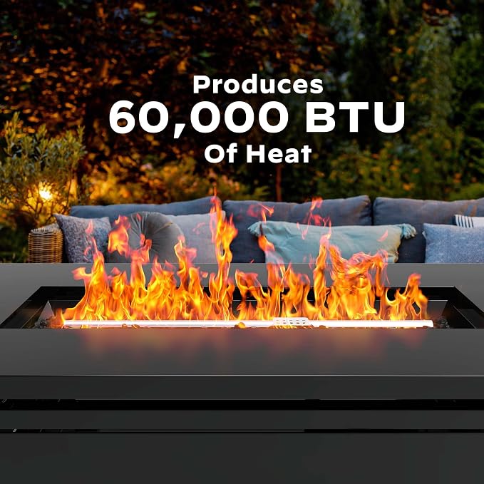 Ciays 42-Inch Gas Fire Pit Table, 60,000 BTU Propane Fire Pit with Steel Lid & Lava Rock – 2 in 1 Fire Pit Table, CSA-Listed, Adds Warmth to Gatherings & Parties on Patio, Deck & Garden, Black