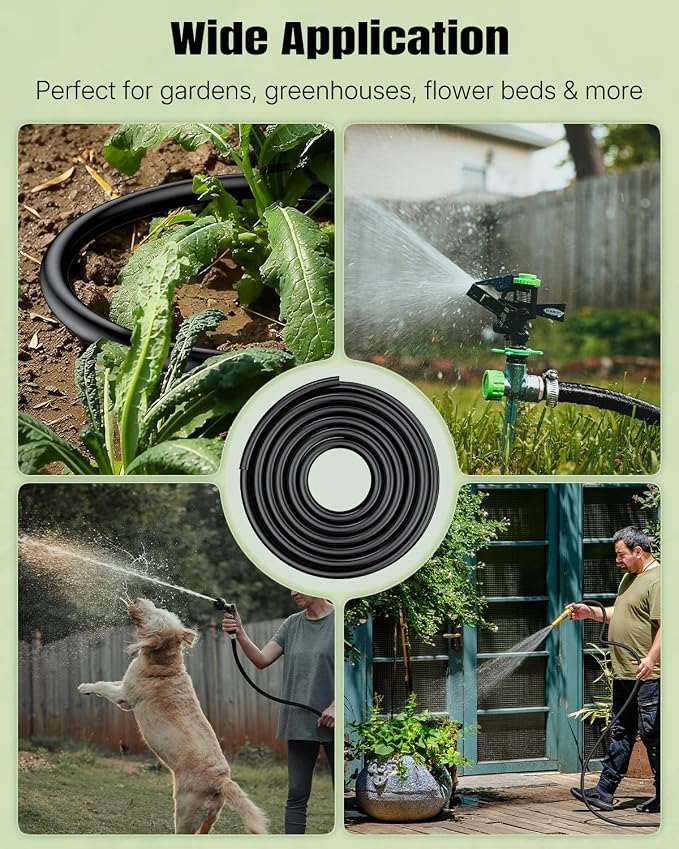 Pawfly 1/2 Inch Drip Irrigation Tubing (50 ft Roll), 1/2 Irrigation Tubing, Black Polyethylene Main Line, Blank Distribution Tubing for Drip Irrigation System, Drip Irrigation Hose for Garden Watering