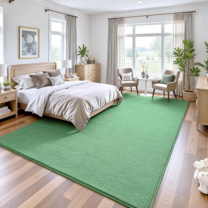 Keeko 4x6 Area Rugs for Living Room,Soft Washable Memory Foam Bedroom Rug | Indoor Throw Rug Low Pile Minimalist Non Slip Carpet for Kids Nursery Classroom Dorm Room Home Decor Sage Green