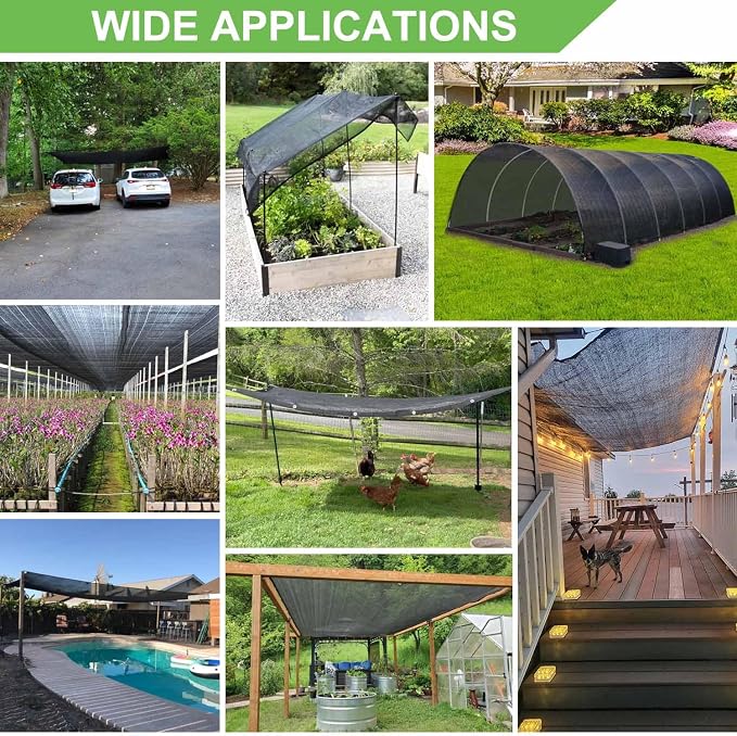 Mklsit Garden Shade Cloth, 40% 12 x 12 FT Resistant Sun Shade Net Mesh Tarp with Reinforced Grommets Outdoor Shade Cloth for Greenhouse, Plants, Tomatoes, Pergola, Patio Sunshade